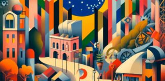 O futuro do campo da Produção Cultural da Fotografia Imagem criada por Microsoft Copilot, representando os desafios da pandemia para a produção cultural brasileira em uma obra de arte no estilo modernista.